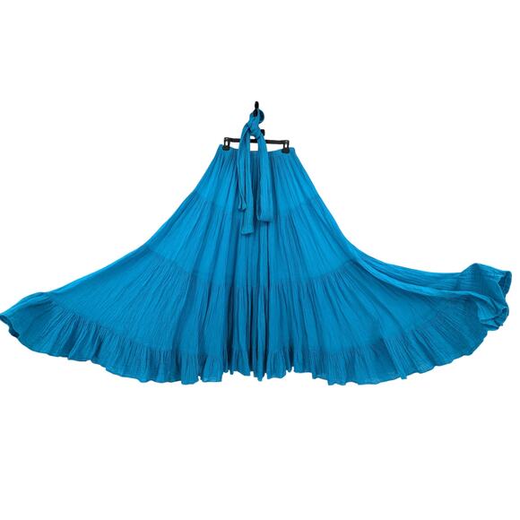 Vintage 1990's ANNA KONYA Renaissance Fair Gypsy Tiered MAXI SKIRT Crinkly Gauze - Picture 3 of 10